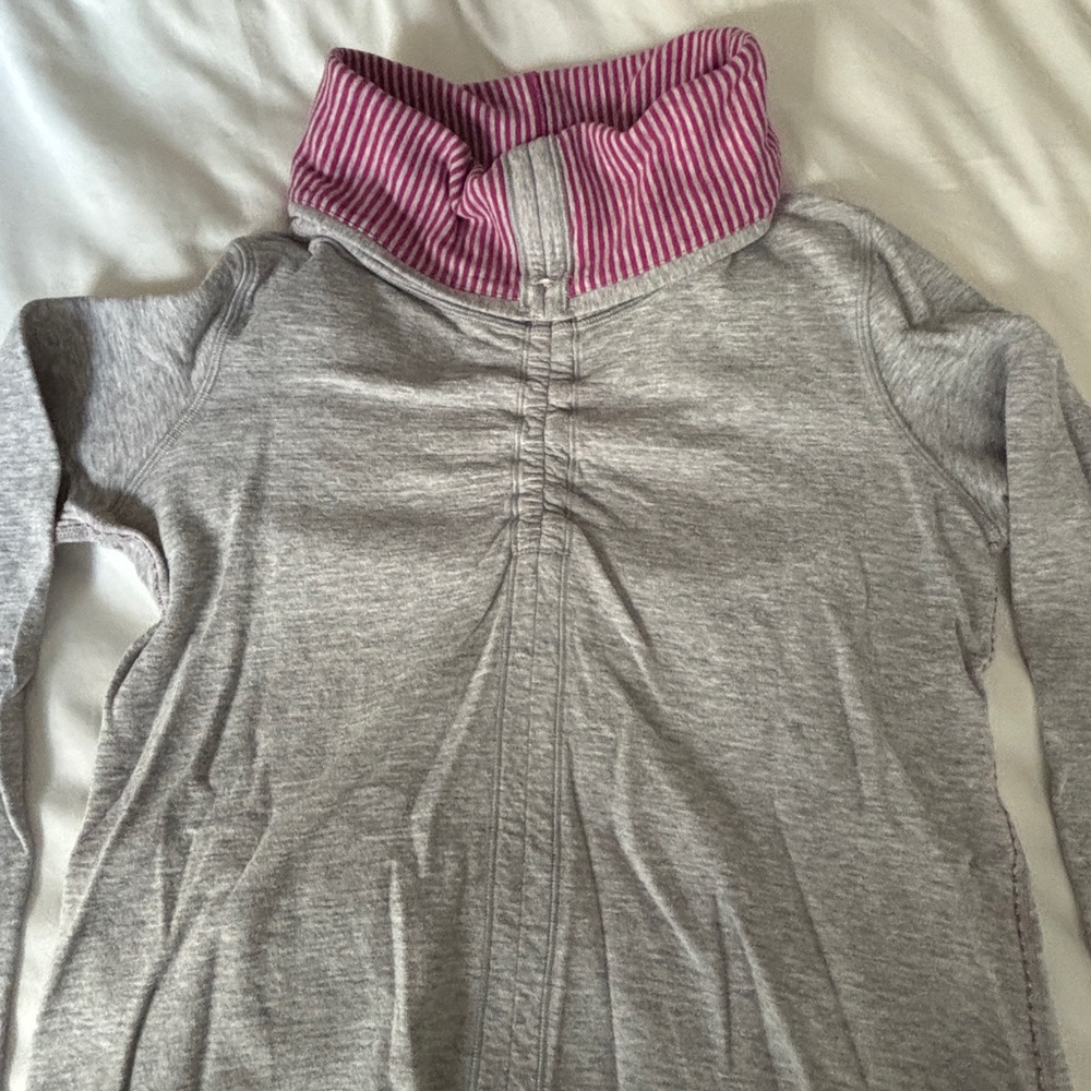 Gray Jacket with Pink Striped Collar